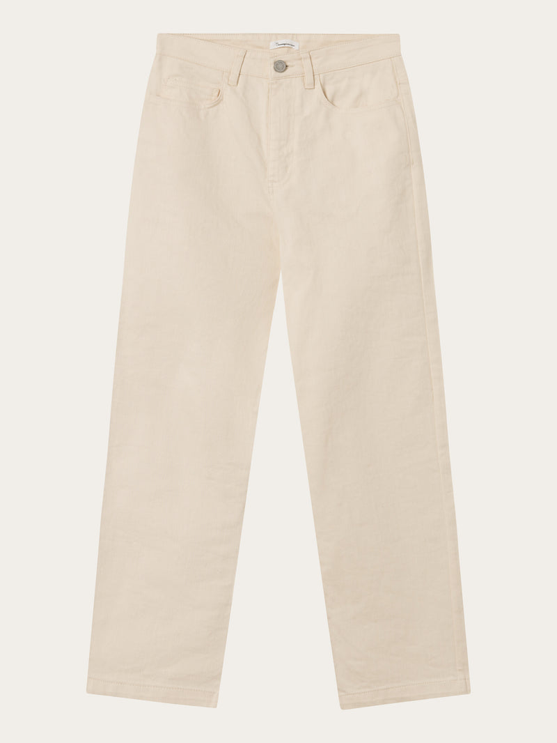 KnowledgeCotton Apparel - WMN CHLOE barrel high-rise twill 5-pocket pants Pants 1348 Buttercream