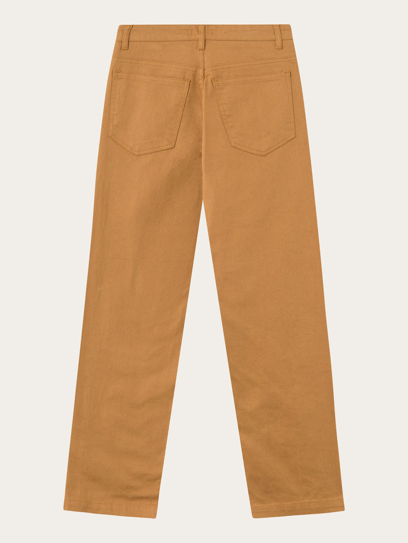 KnowledgeCotton Apparel - WMN CHLOE barrel high-rise twill 5-pocket pants Pants 1366 Brown Sugar