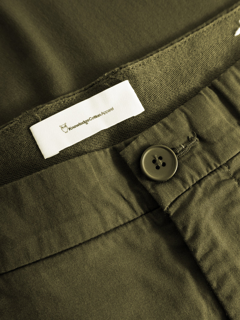 KnowledgeCotton Apparel - MEN CHUCK regular chino poplin pant Pants 1068 Burned Olive