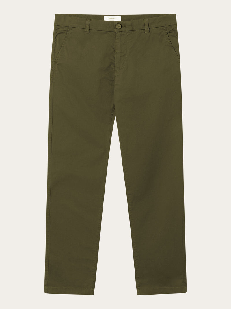 KnowledgeCotton Apparel - MEN CHUCK regular chino poplin pant Pants 1068 Burned Olive