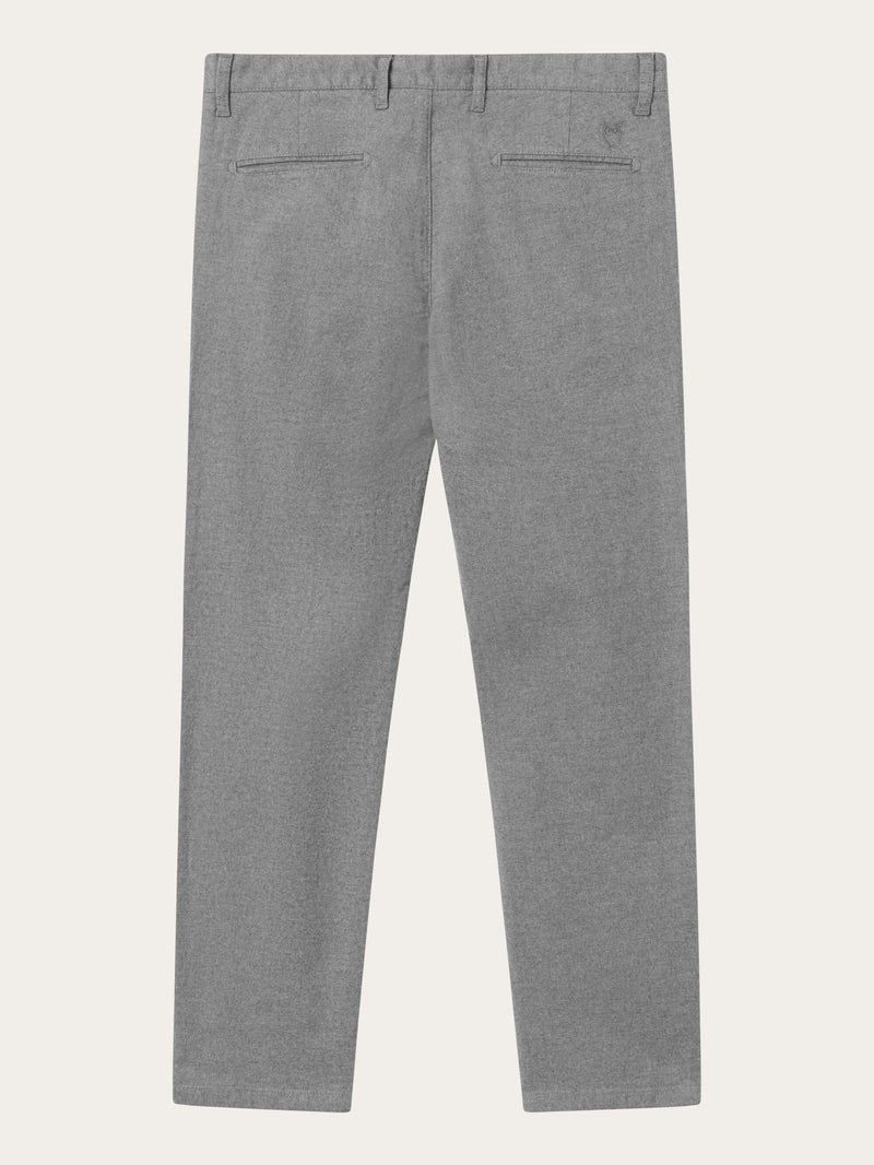 KnowledgeCotton Apparel - MEN CHUCK regular flannel chino pants Pants 1073 Dark Grey Melange