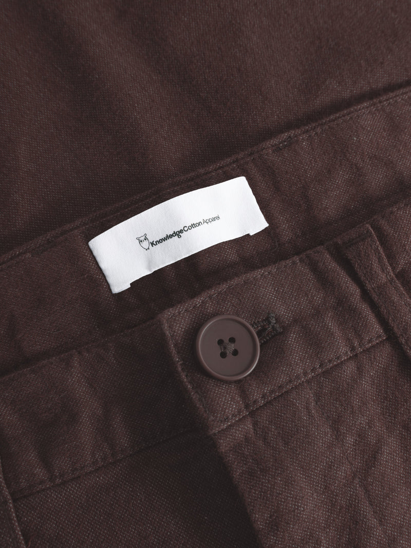 KnowledgeCotton Apparel - MEN CHUCK regular flannel chino pants Pants 1394 Chocolate Plum