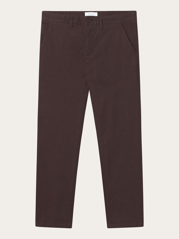 KnowledgeCotton Apparel - MEN CHUCK regular flannel chino pants Pants 1394 Chocolate Plum