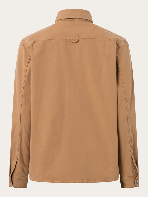 KnowledgeCotton Apparel - MEN Canvas fabric dyed over shirt Overshirts 1366 Brown Sugar