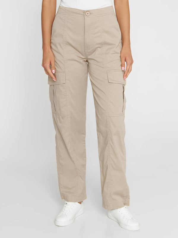 KnowledgeCotton Apparel - WMN Cargo twill pants Pants 1228 Light feather gray