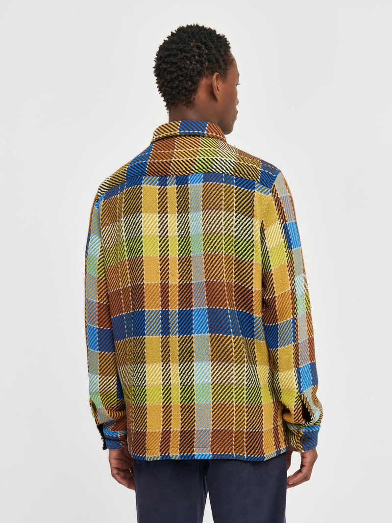 KnowledgeCotton Apparel - MEN Checked overshirt Overshirts 7021 blue check