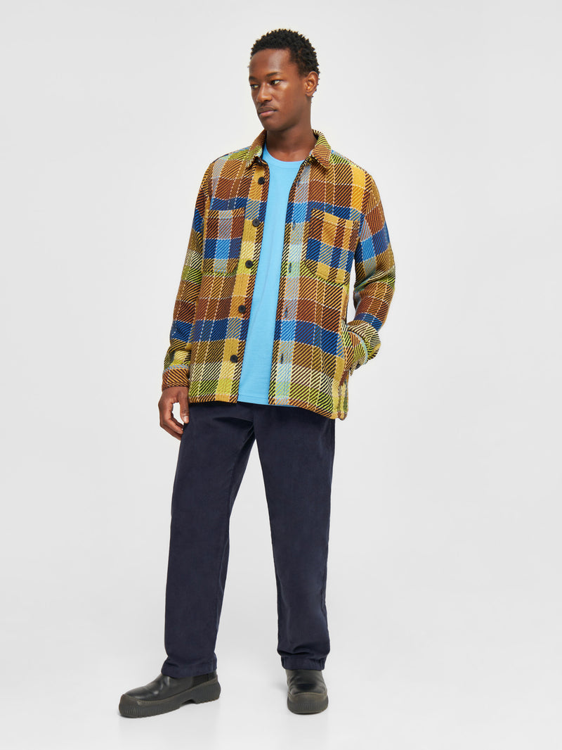 KnowledgeCotton Apparel - MEN Checked overshirt Overshirts 7021 blue check