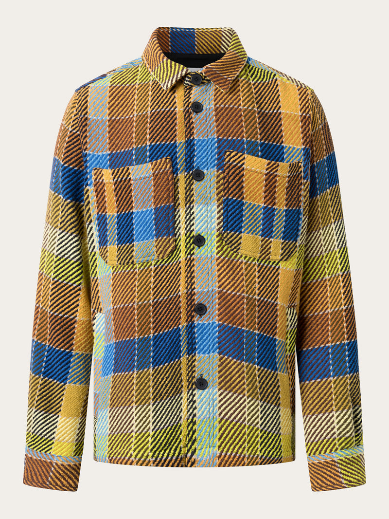 KnowledgeCotton Apparel - MEN Checked overshirt Overshirts 7021 blue check