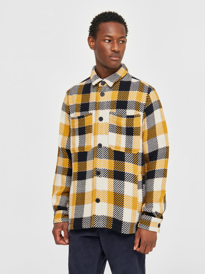 KnowledgeCotton Apparel - MEN Checked overshirt Overshirts 7024 Yellow check