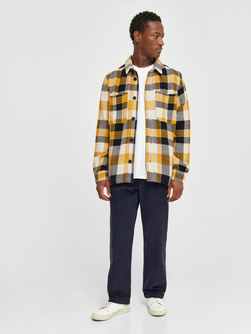 KnowledgeCotton Apparel - MEN Checked overshirt Overshirts 7024 Yellow check