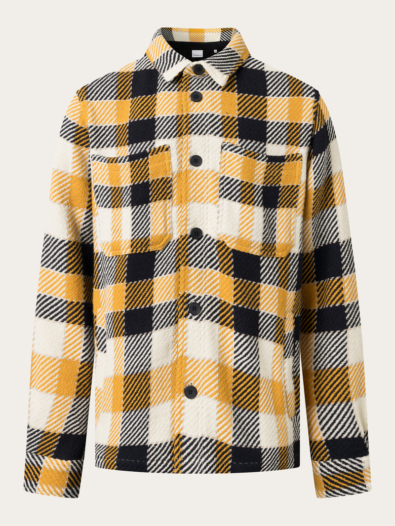 KnowledgeCotton Apparel - MEN Checked overshirt Overshirts 7024 Yellow check