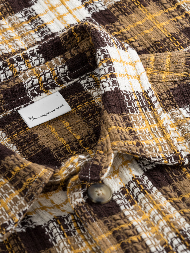 KnowledgeCotton Apparel - MEN Checked overshirt Overshirts 7026 Brown check