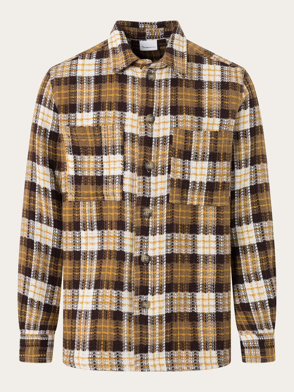 KnowledgeCotton Apparel - MEN Checked overshirt Overshirts 7026 Brown check