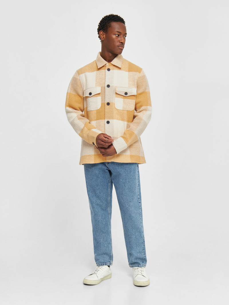 KnowledgeCotton Apparel - MEN Checked overshirt Overshirts 7024 Yellow check