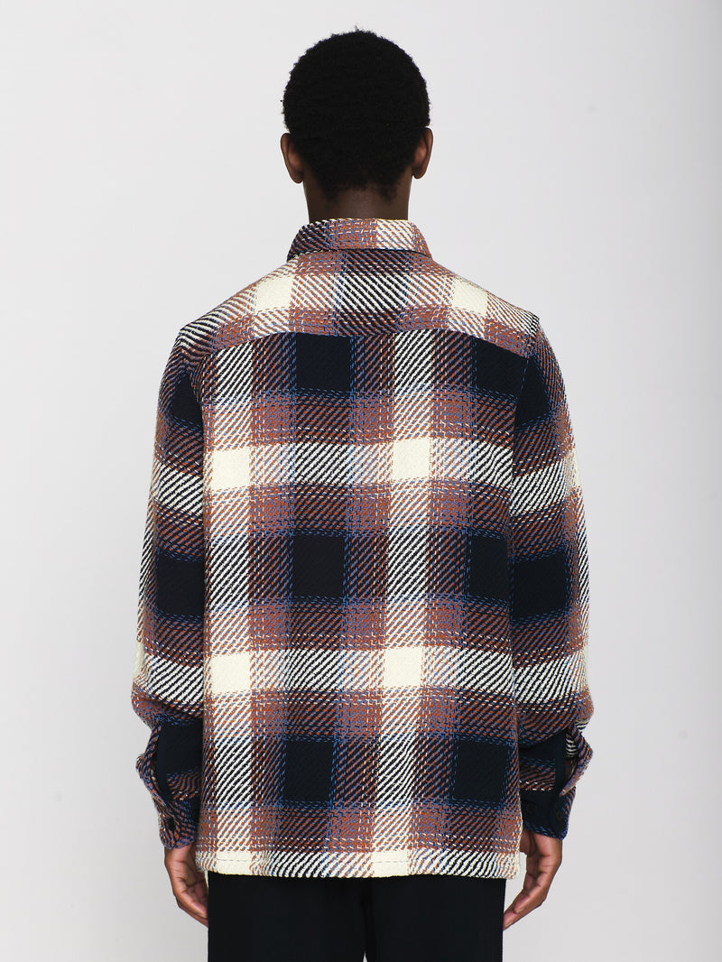 KnowledgeCotton Apparel - MEN Checked overshirt - GOTS/Vegan Overshirts 7021 blue check