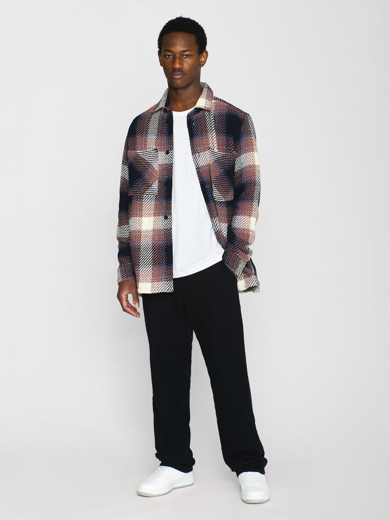 KnowledgeCotton Apparel - MEN Checked overshirt - GOTS/Vegan Overshirts 7021 blue check