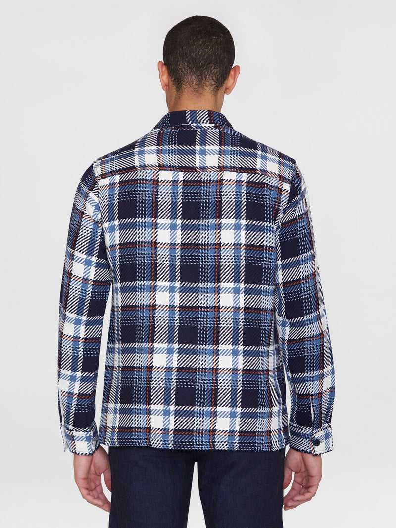 KnowledgeCotton Apparel - MEN Checked overshirt - GOTS/Vegan Overshirts 7021 blue check