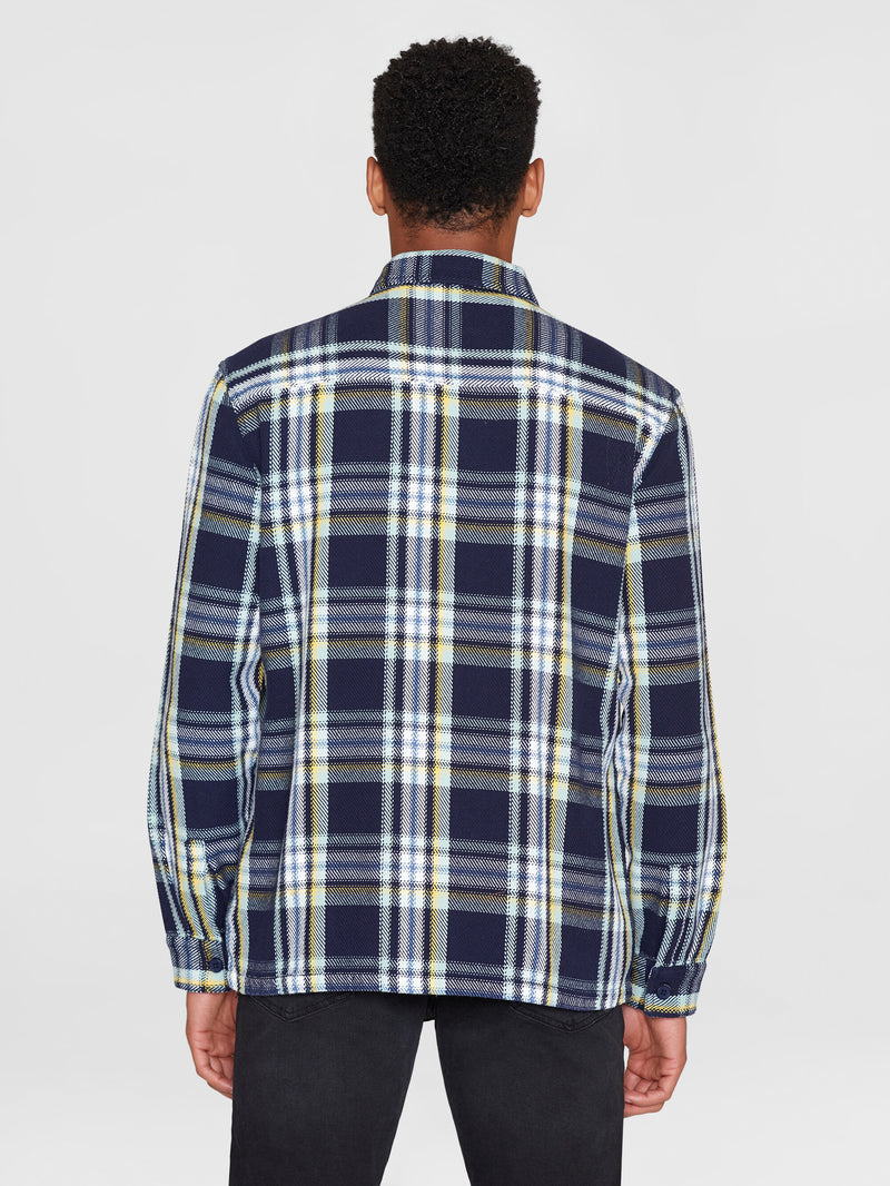 KnowledgeCotton Apparel - MEN Checked overshirt - GOTS/Vegan Overshirts 7021 blue check