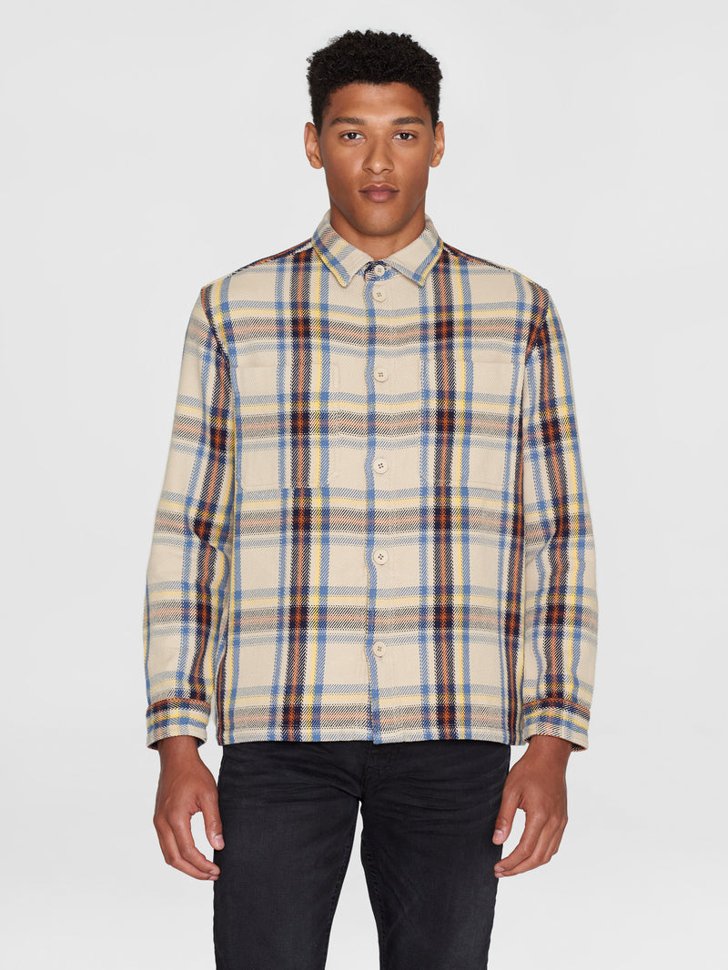 KnowledgeCotton Apparel - MEN Checked overshirt - GOTS/Vegan Overshirts 7026 Brown check