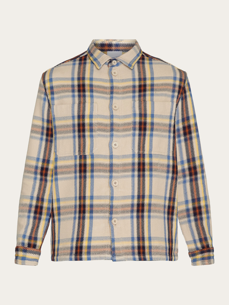 KnowledgeCotton Apparel - MEN Checked overshirt - GOTS/Vegan Overshirts 7026 Brown check