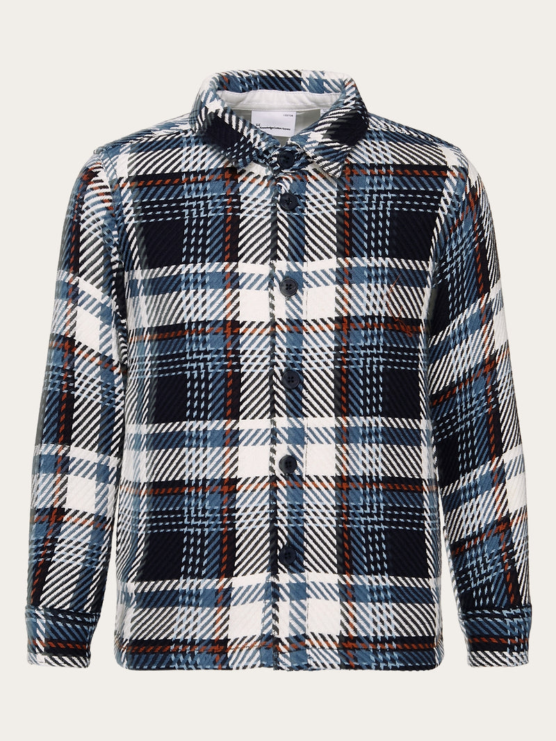 KnowledgeCotton Apparel - YOUNG Checked overshirt - GOTS/Vegan Overshirts 7021 blue check