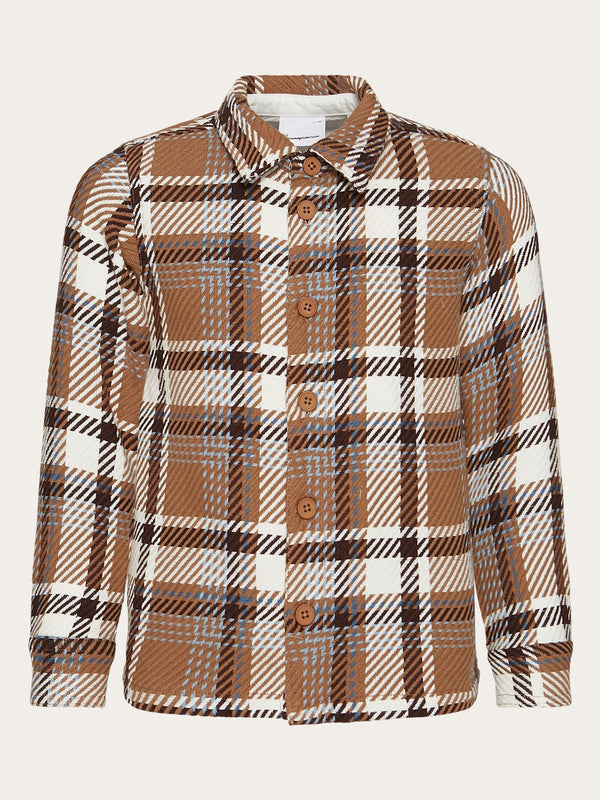 KnowledgeCotton Apparel - YOUNG Checked overshirt - GOTS/Vegan Overshirts 7026 Brown check