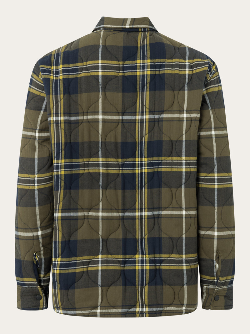 KnowledgeCotton Apparel - MEN Checked quilted oversized overshirt Overshirts 7023 Green check