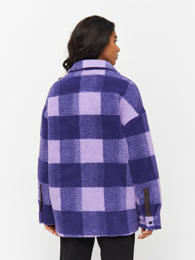 KnowledgeCotton Apparel - WMN Checked teddy overshirt Fleeces 1418 Violet Tulip