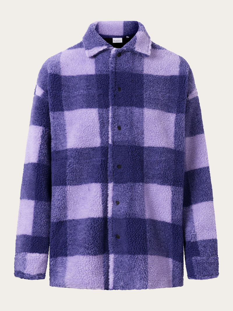 KnowledgeCotton Apparel - WMN Checked teddy overshirt Fleeces 1418 Violet Tulip