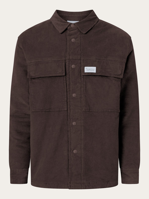 KnowledgeCotton Apparel - MEN Corduroy overshirt Overshirts 1394 Chocolate Plum