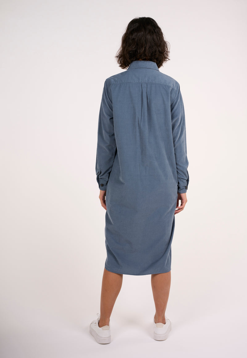 KnowledgeCotton Apparel - WMN Corduroy shirt dress Dresses 1361 China Blue