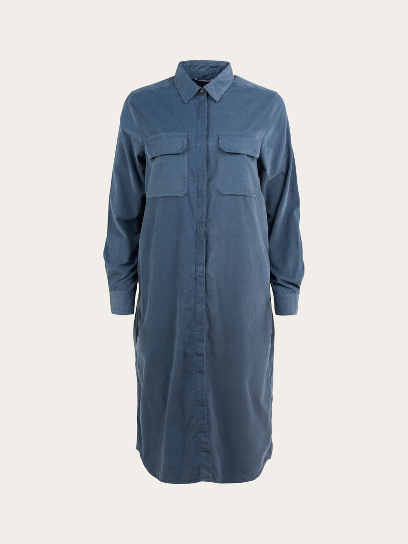 KnowledgeCotton Apparel - WMN Corduroy shirt dress Dresses 1361 China Blue