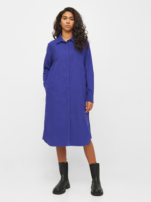 KnowledgeCotton Apparel - WMN Corduroy shirt dress Dresses 1416 Deep Purple