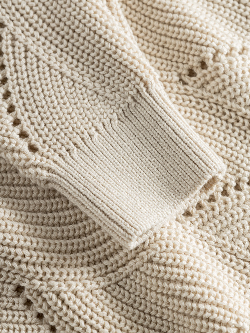 KnowledgeCotton Apparel - WMN Cotton cable crew neck Knits 1348 Buttercream