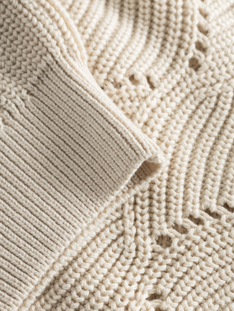 KnowledgeCotton Apparel - WMN Cotton cable crew neck Knits 1348 Buttercream