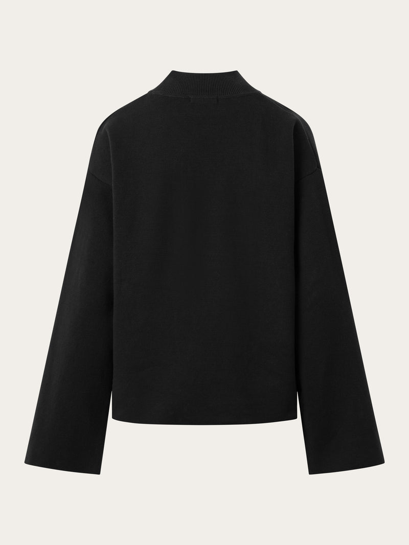 KnowledgeCotton Apparel - WMN Cotton high neck knit Knits 1300 Black Jet