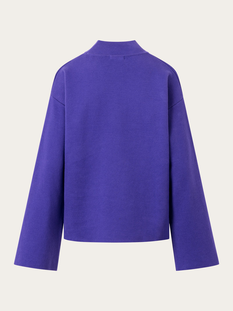 KnowledgeCotton Apparel - WMN Cotton high neck knit Knits 1416 Deep Purple