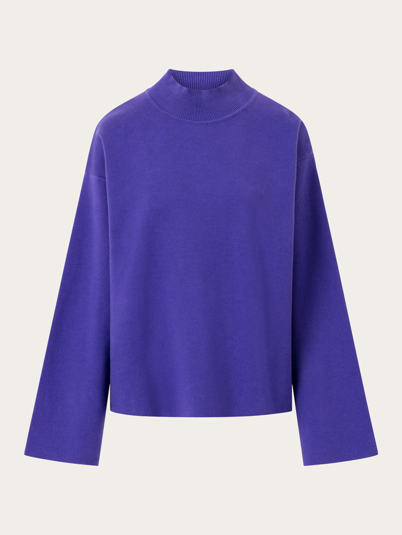 KnowledgeCotton Apparel - WMN Cotton high neck knit Knits 1416 Deep Purple