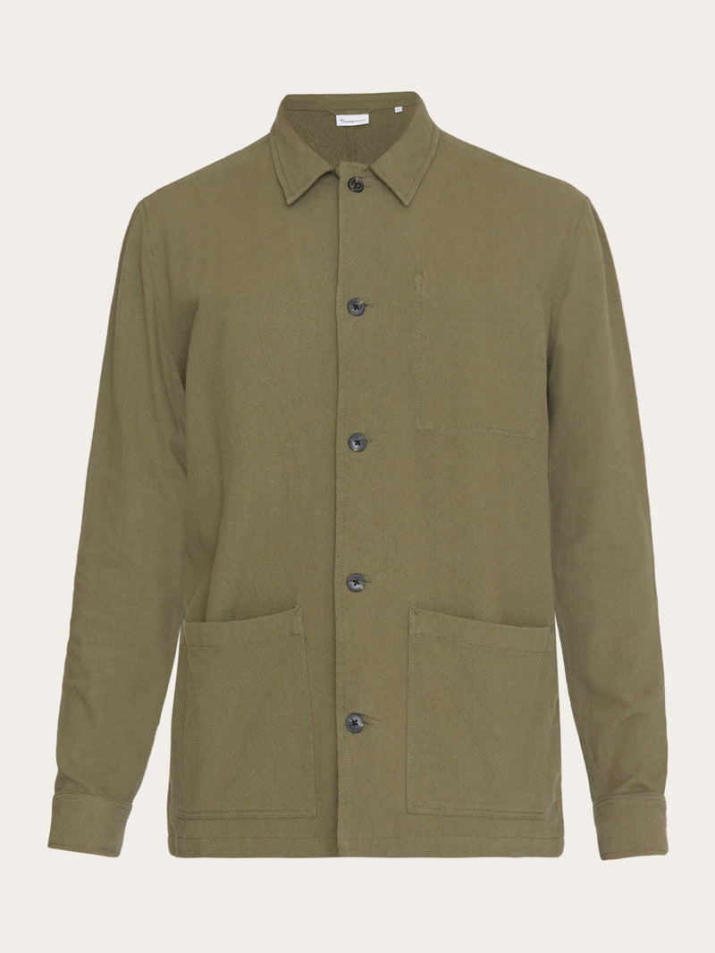 KnowledgeCotton Apparel - MEN Crushed cotton overshirt - GOTS/Vegan Overshirts 1068 Burned Olive