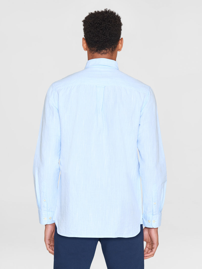 KnowledgeCotton Apparel - MEN Custom fit linen shirt Shirts 1009 Skyway