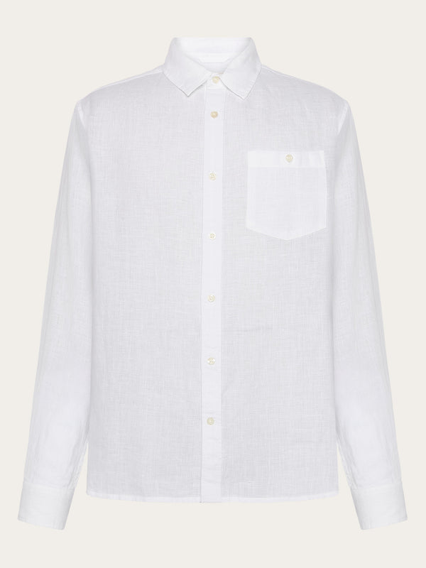 KnowledgeCotton Apparel - MEN Custom fit linen shirt Shirts 1010 Bright White