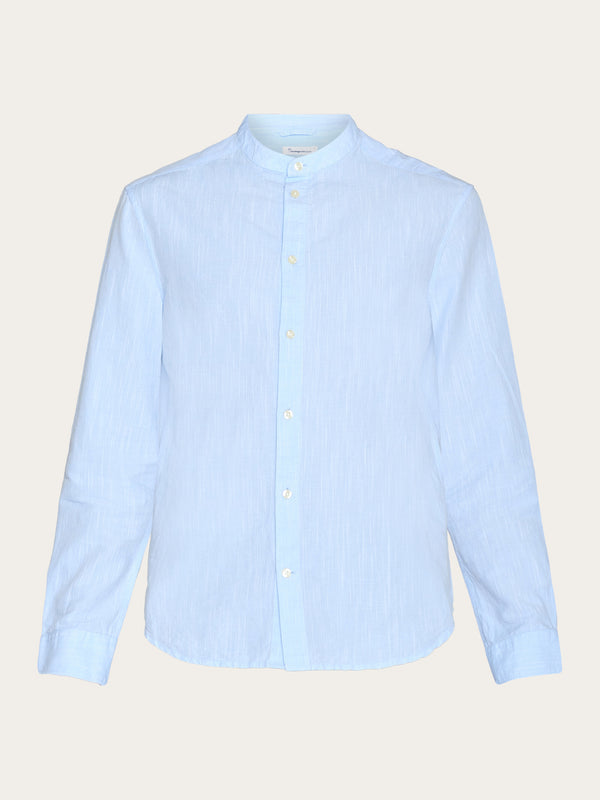 KnowledgeCotton Apparel - MEN Custom fit linen stand collar shirt Shirts 1009 Skyway