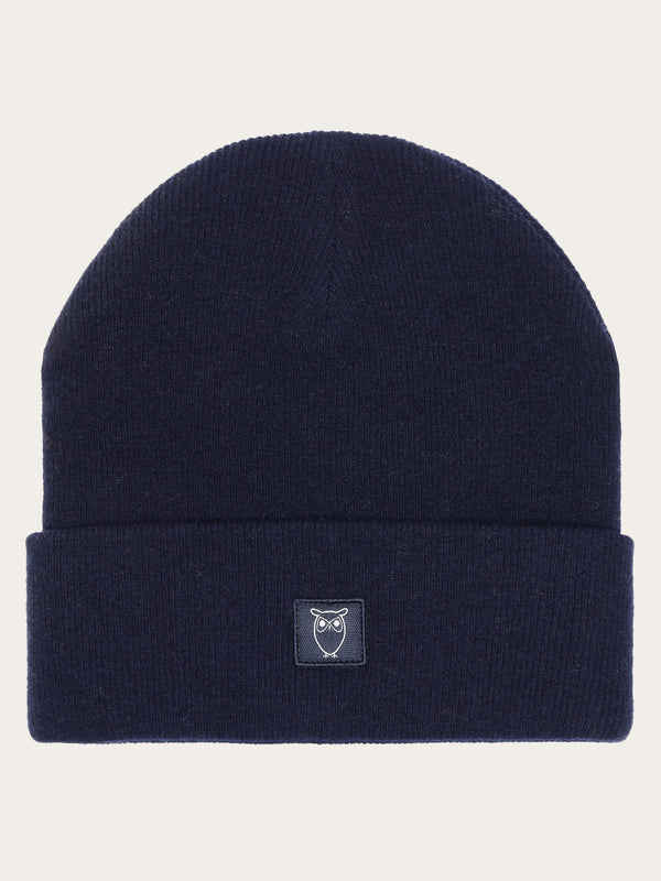 KnowledgeCotton Apparel - UNI Dubbellager ullbeanie Hats 1001 Total Eclipse