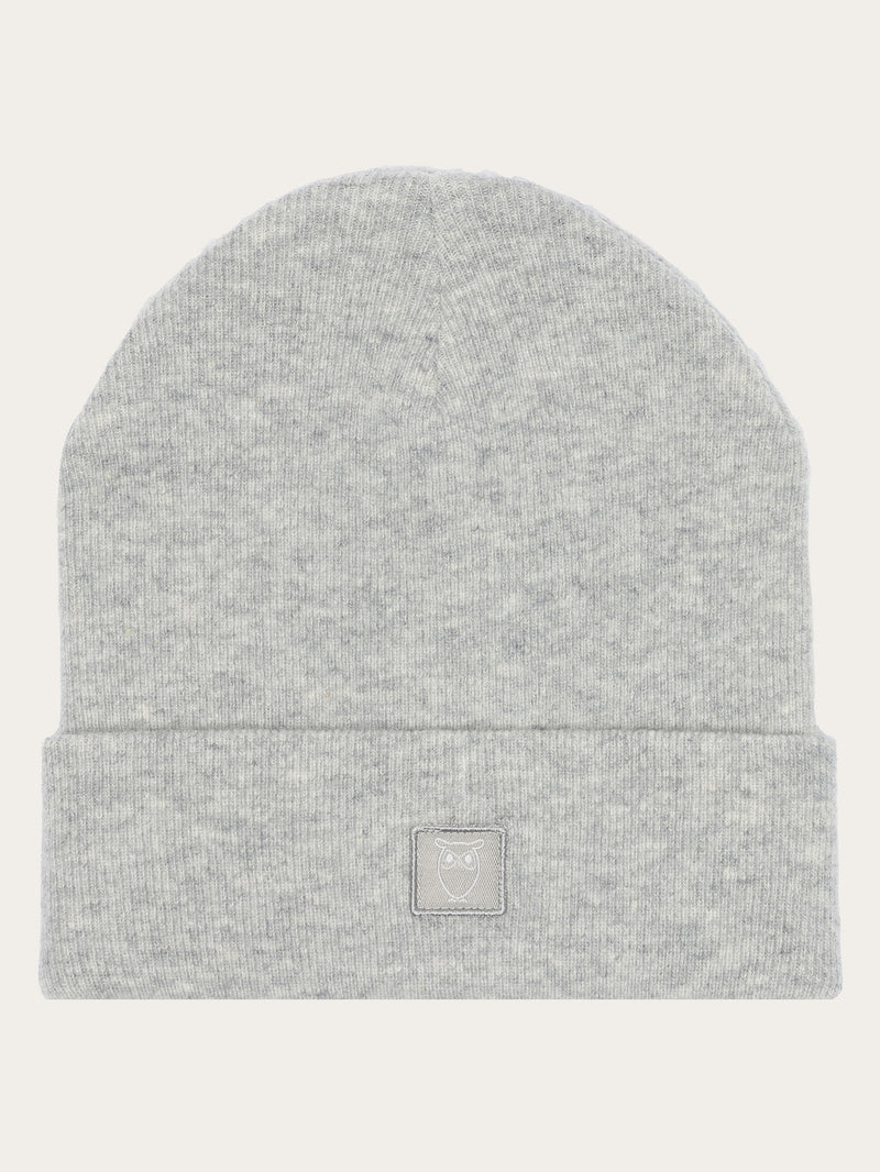 KnowledgeCotton Apparel - UNI Dubbellager ullbeanie Hats 1012 Grey Melange