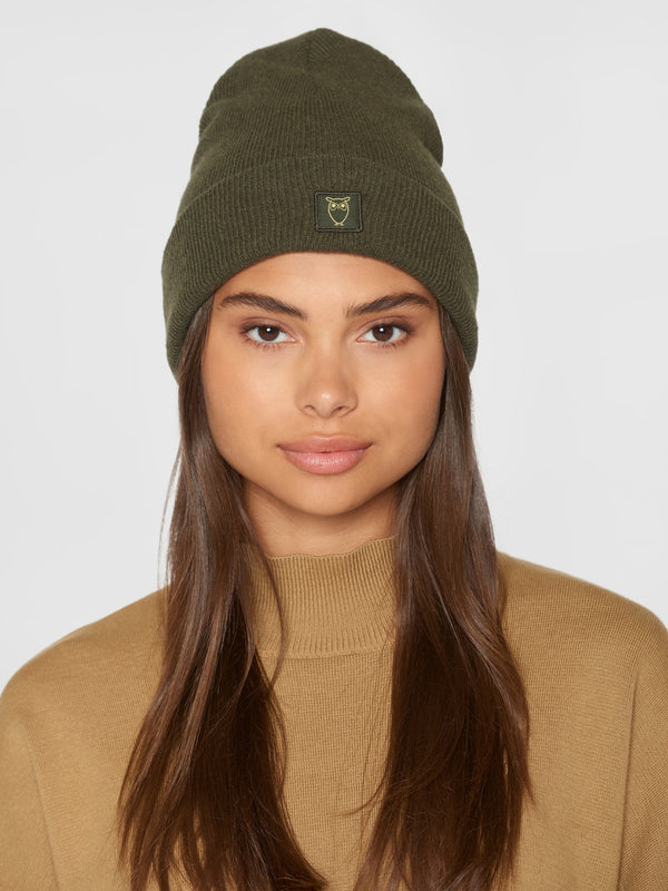 KnowledgeCotton Apparel - UNI Dubbellager ullbeanie Hats 1090 Forrest Night