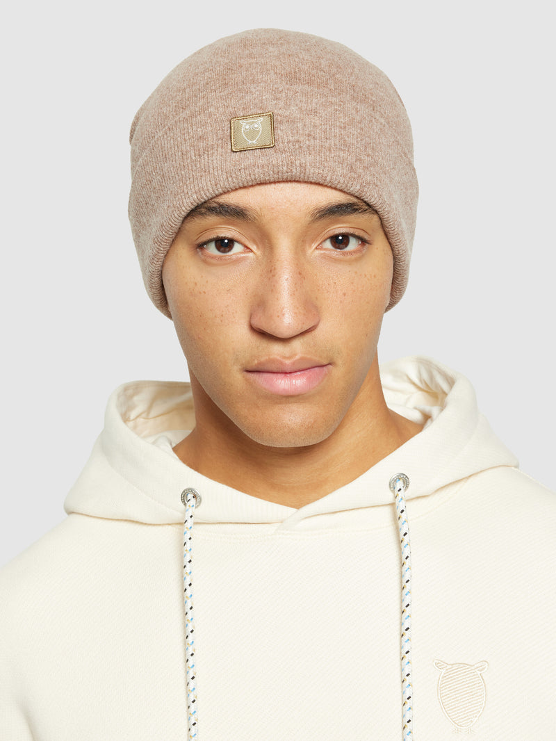 KnowledgeCotton Apparel - UNI Dubbellager ullbeanie Hats 1336 Kelp melange