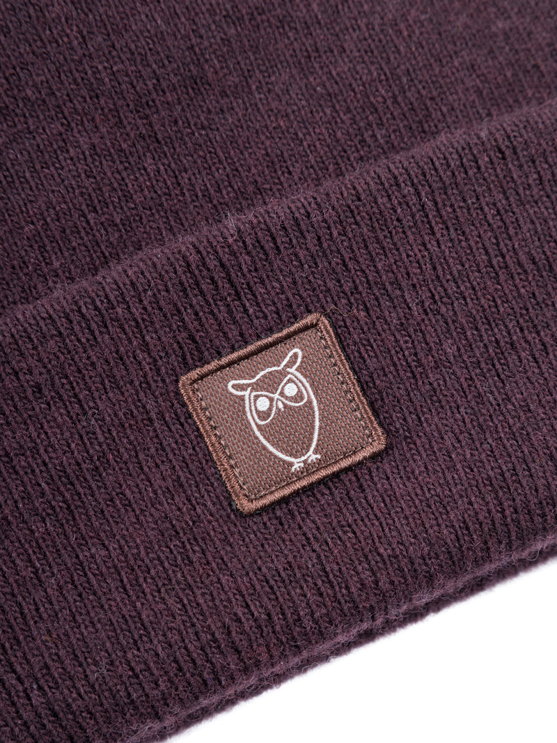 KnowledgeCotton Apparel - UNI Dubbellager ullbeanie Hats 1404 Deep Mahogany