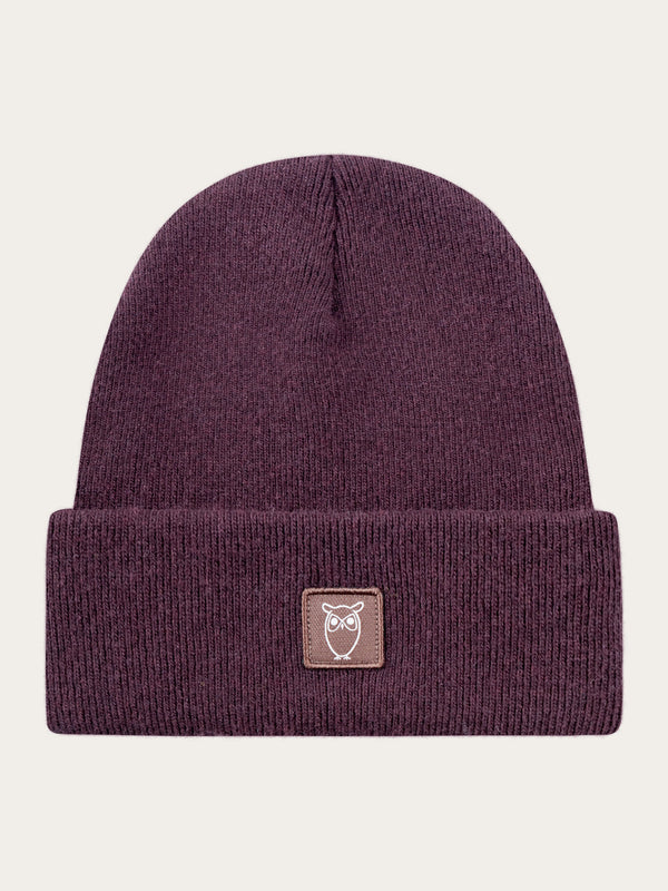 KnowledgeCotton Apparel - UNI Dubbellager ullbeanie Hats 1404 Deep Mahogany