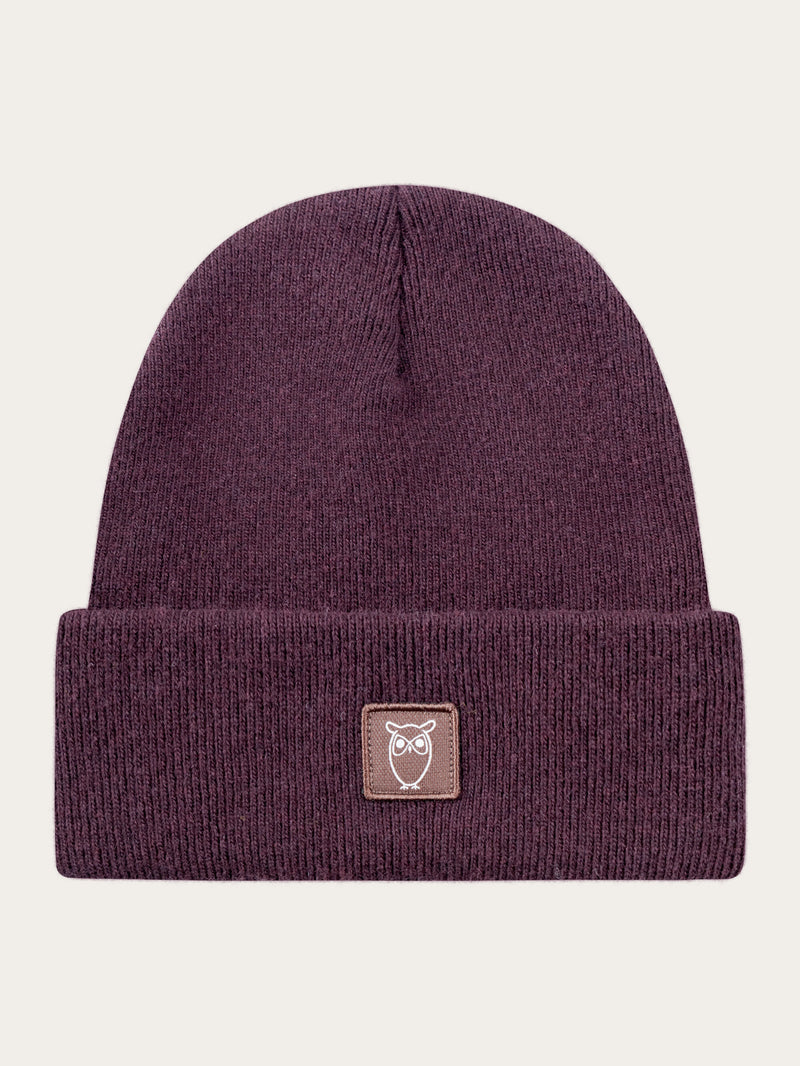 KnowledgeCotton Apparel - UNI Dubbellager ullbeanie Hats 1404 Deep Mahogany