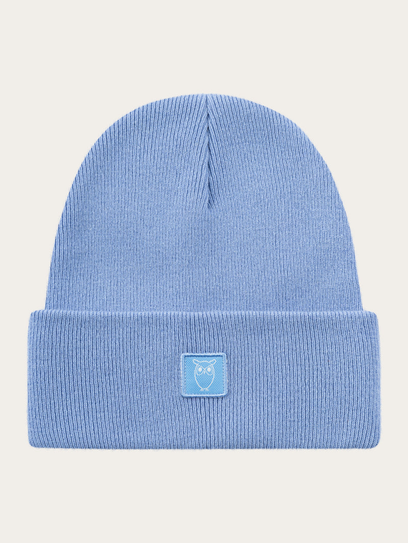 KnowledgeCotton Apparel - UNI Dubbellager ullbeanie Hats 1414 Dusty Blue Melange